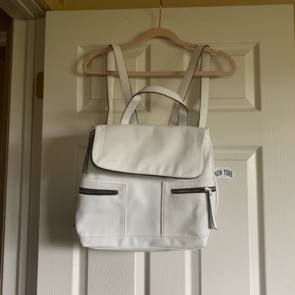 Handbags - White Faux Leather Backpack